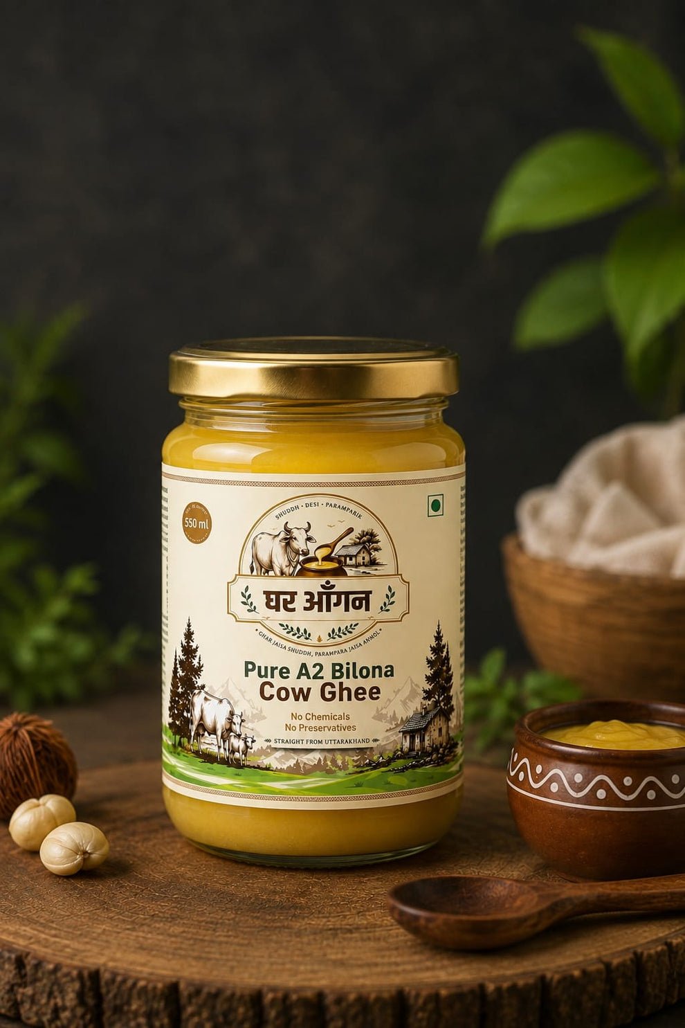 A2 Desi Pahadi Ghee - 550ml Glass Jar