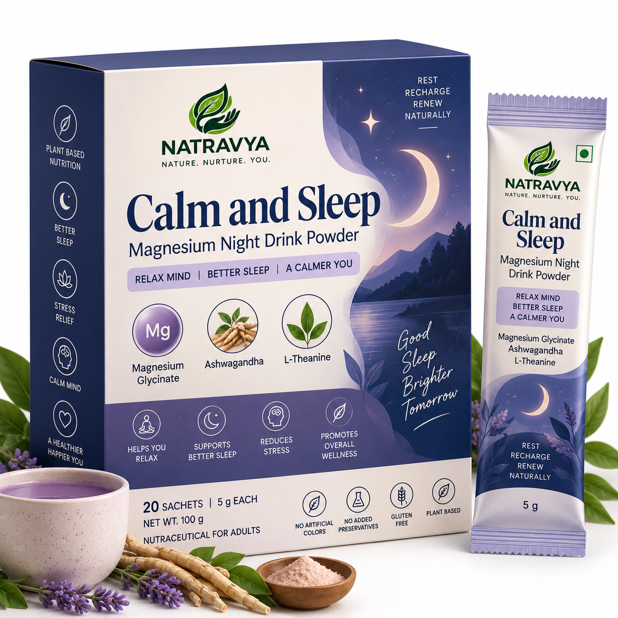 Calm and Sleep Magnesium Night Drink Powder
